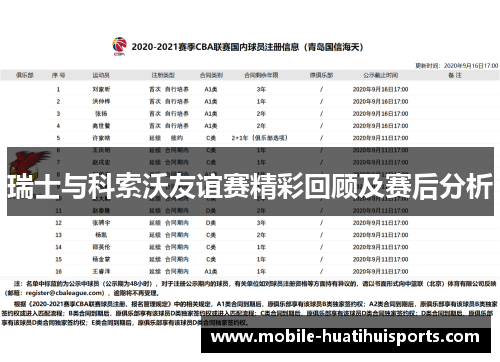 瑞士与科索沃友谊赛精彩回顾及赛后分析